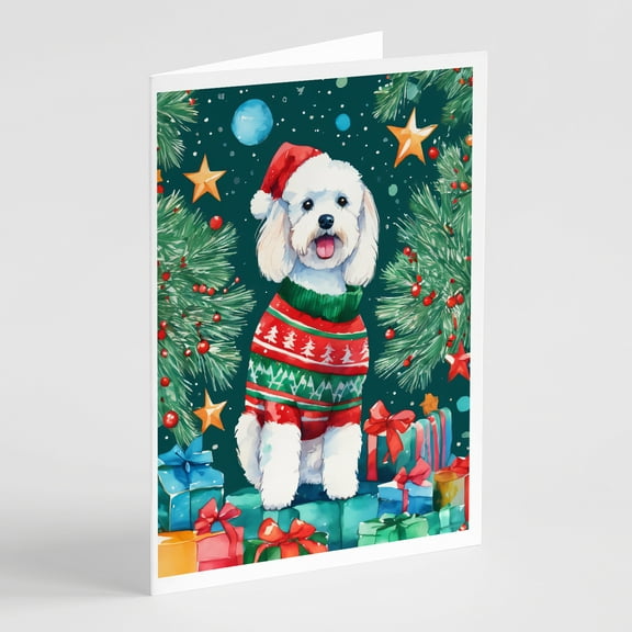 Bichon Frise Christmas Greeting Cards Pack of 8 7 in x 5 in