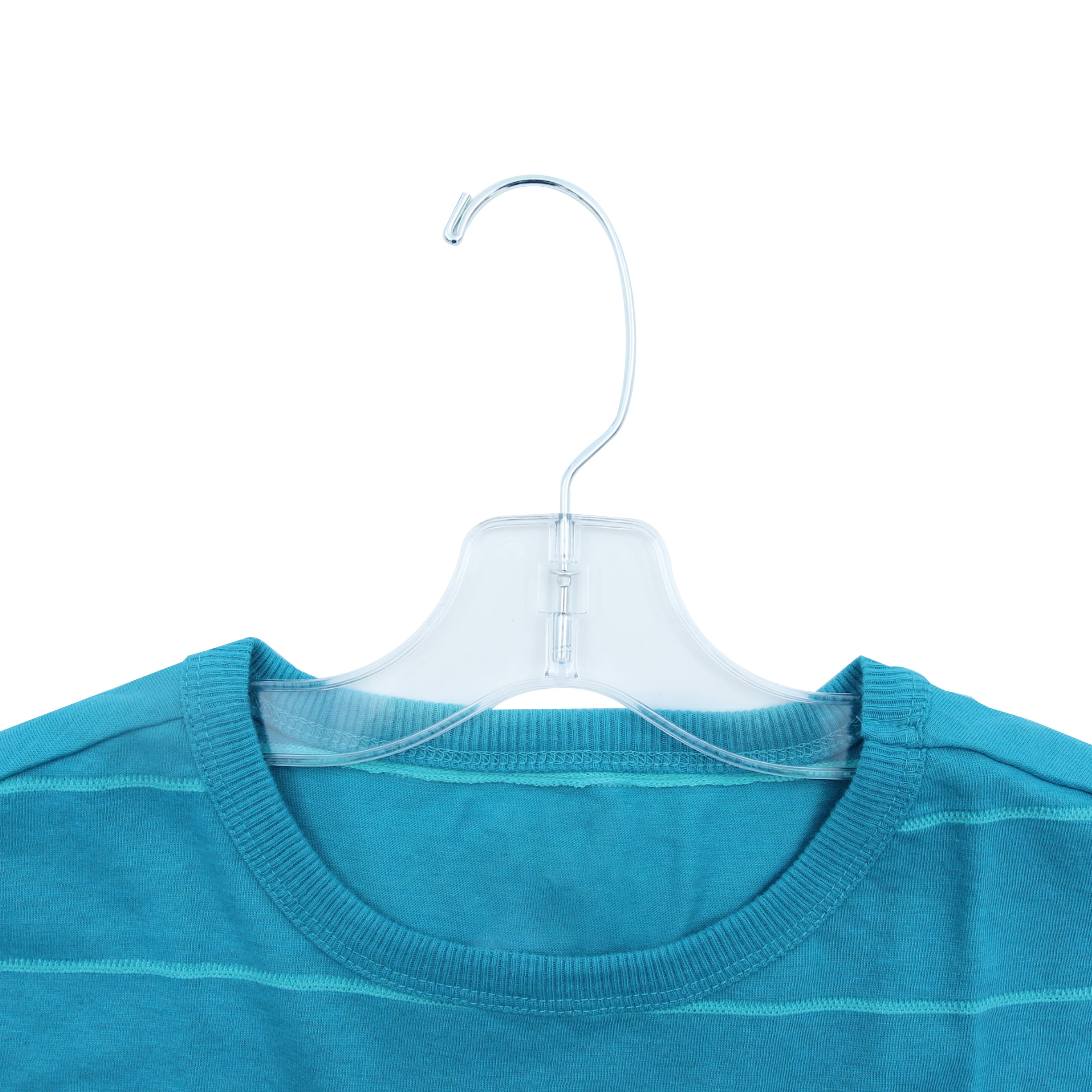 SSWBasics 14 Inch Clear Plastic Junior Dress Hangers - Case of 100 | Durable Hangers Plastic for Clothing Organization | Versatile Clear Hangers for Neat Display | Sturdy Plastic Hanger Solution
