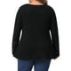 thumbnail image 3 of Blusas de talla grande para mujer Agnes Orinda, con encaje, diseño de parche, manga larga, cuello en V, fluida, casual, blusa de waffle 3X negra, 3 of 6