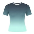 thumbnail image 6 of Hurxie Womens Basic T Shirts Summer Tops Crop Short Sleeve Slim Fit Tee Cute Gym Workout Clothes Green L, 6 of 6