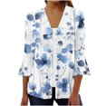 thumbnail image 2 of Sakmal Womens Coats and Jacket Long Sleeve Sleeve Lightweight White Casual Floral Loose Fit Cardigan Flowy Ladies Jackets, 2 of 5