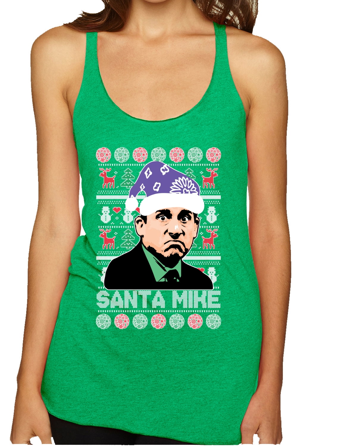 Santa Mike Michael Scott The Office Ugly Christmas Sweater Tri-Blend  Racerback Tank Top, Envy, Small - Walmart.com