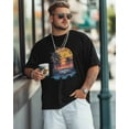 thumbnail image 3 of Men's T-Shirt Vintage Car Palm Tree Sunset Short Sleeve Casual Tee Classic Crew Neck T-Shirt for Men, S, 3 of 7