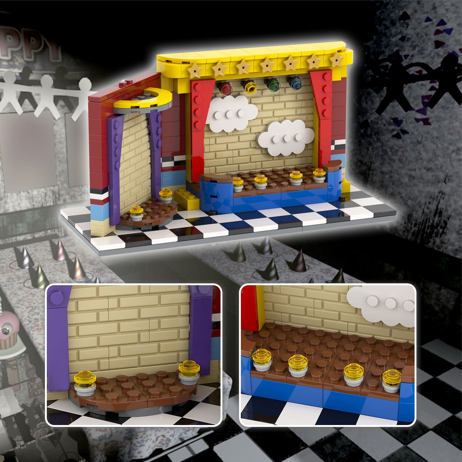 MOOXI-MOC FNAF Movie Stage Building Set,Creative Cute Building Blocks Children Kits,Halloween for Kids(286pcs)