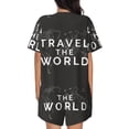 thumbnail image 3 of Picia Travel The World1 Pajamas Sets for Women Soft Short-Sleeved Pjs with Lounge Shorts Two Piece Sleepwear-X-Large, 3 of 9