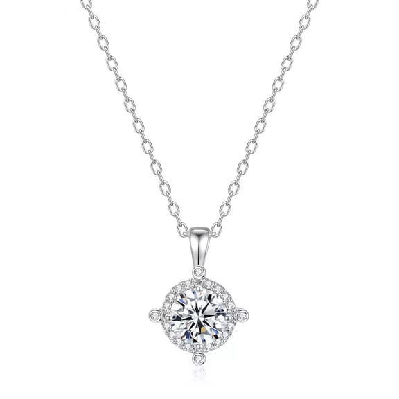 Round Cubic Zirconia Pendant Necklace with 18k White Gold Plated– Elegant Jewelry for Women