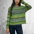 thumbnail image 2 of Sevevn Women's Gradient Contrasting Striped Short Sweater Pullover Loose Long Sleeve Knitted Sweater, 2 of 3