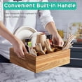 thumbnail image 2 of Organizador de Utensilios y Platos de Madera de Acacia con 6 Compartimentos y Asas para Fiestas Buffets Camping y Cocina con Diseño Rústico, 2 of 6