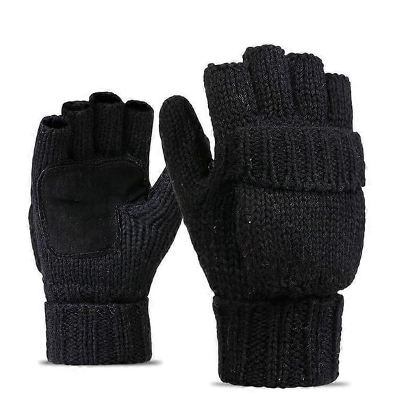 Guantes de punto de invierno cálidos para hombre y mujer, color gris