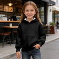 thumbnail image 2 of WhouRiu Boys Girls Solid Color Hoodie Kids Unisex Long Sleeve Hooded Pullover With Pockets Autumn Winter Cozy Everyday Sweatshirts,7-8 Years, 2 of 6