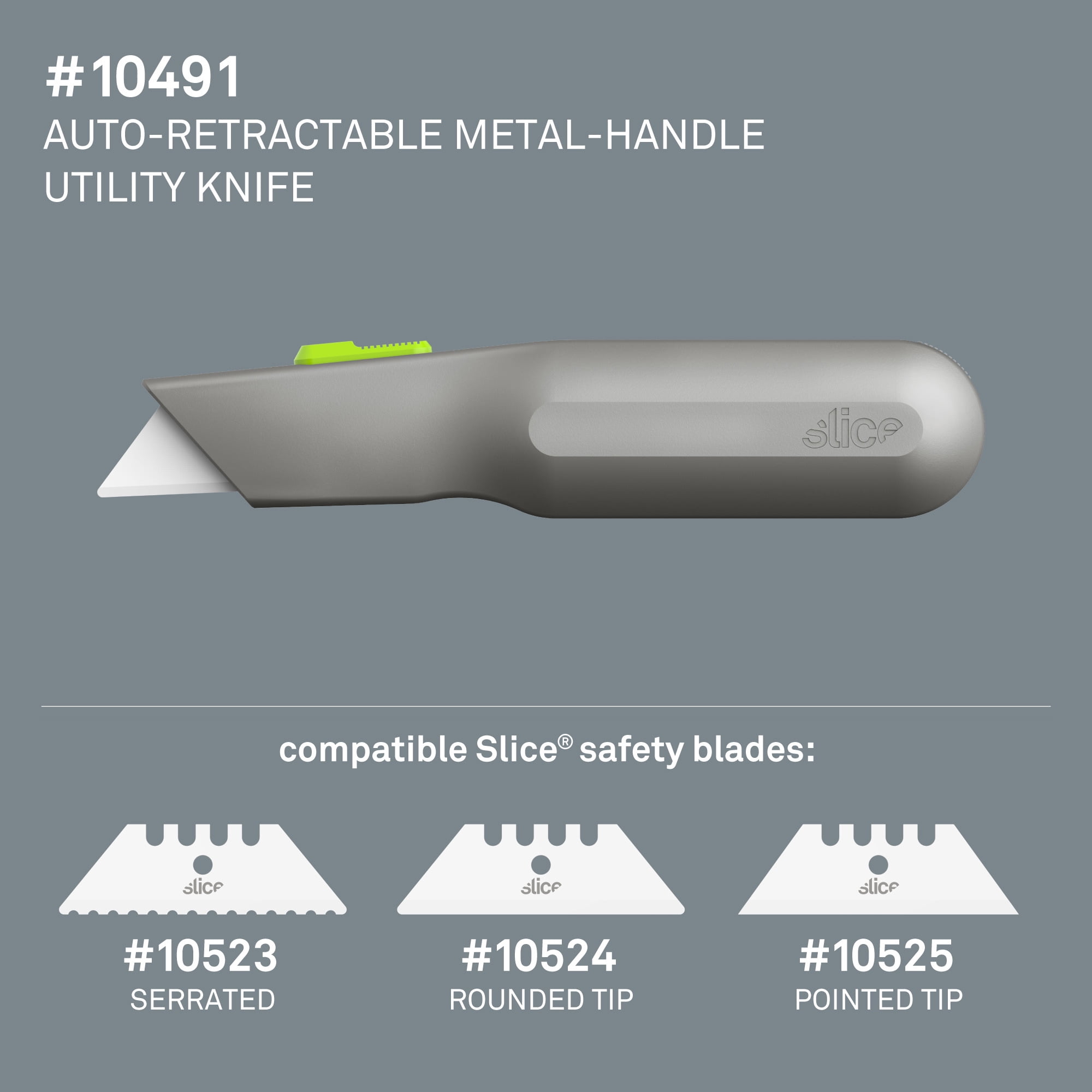 Slice Tool-Free Retractable Blade Utility Knife 10491GR