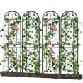 thumbnail image 4 of Heavy Duty Metal Garden Fence Panels Border Arched Flat Edge Climbing Trellis, 4 of 10