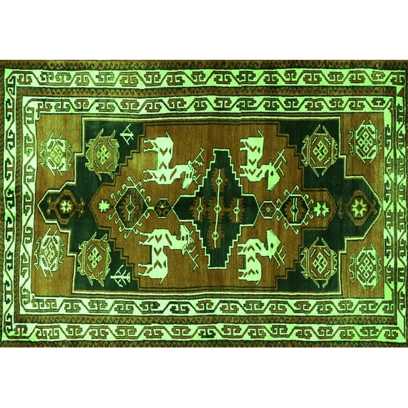 Ahgly Company Indoor Rectangle Persian Green Traditional Area Rugs, 6' x 9'