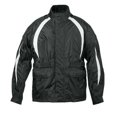 Fulmer, TRS2BLKL, Men's TRS2 StormTrak Rain Suit Motorcycle Rain Jacket, Pants & Carry Bag - Black,