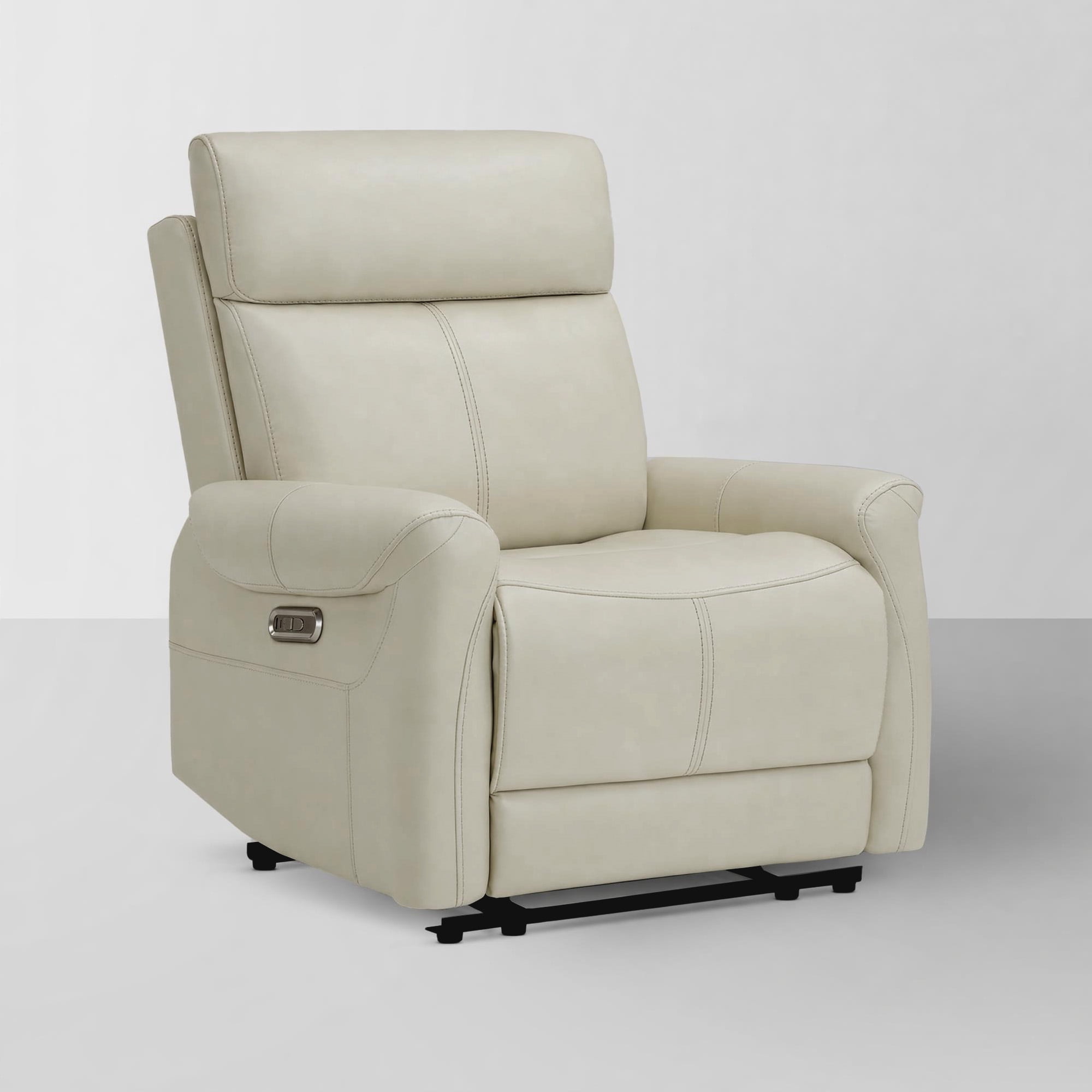 Spruce & Spring Power Recliner Chair, Wall Hugger Reclining Chair for Living Room, Bedroom, Faux Leather, Creamy Gray