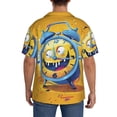 thumbnail image 3 of Susaid Funny Alarm Clock Illustration Print Men's Polo Shirts Button Down Short Sleeve Casual Summer Beach Vintage Shirts for Men-4X-Large, 3 of 5