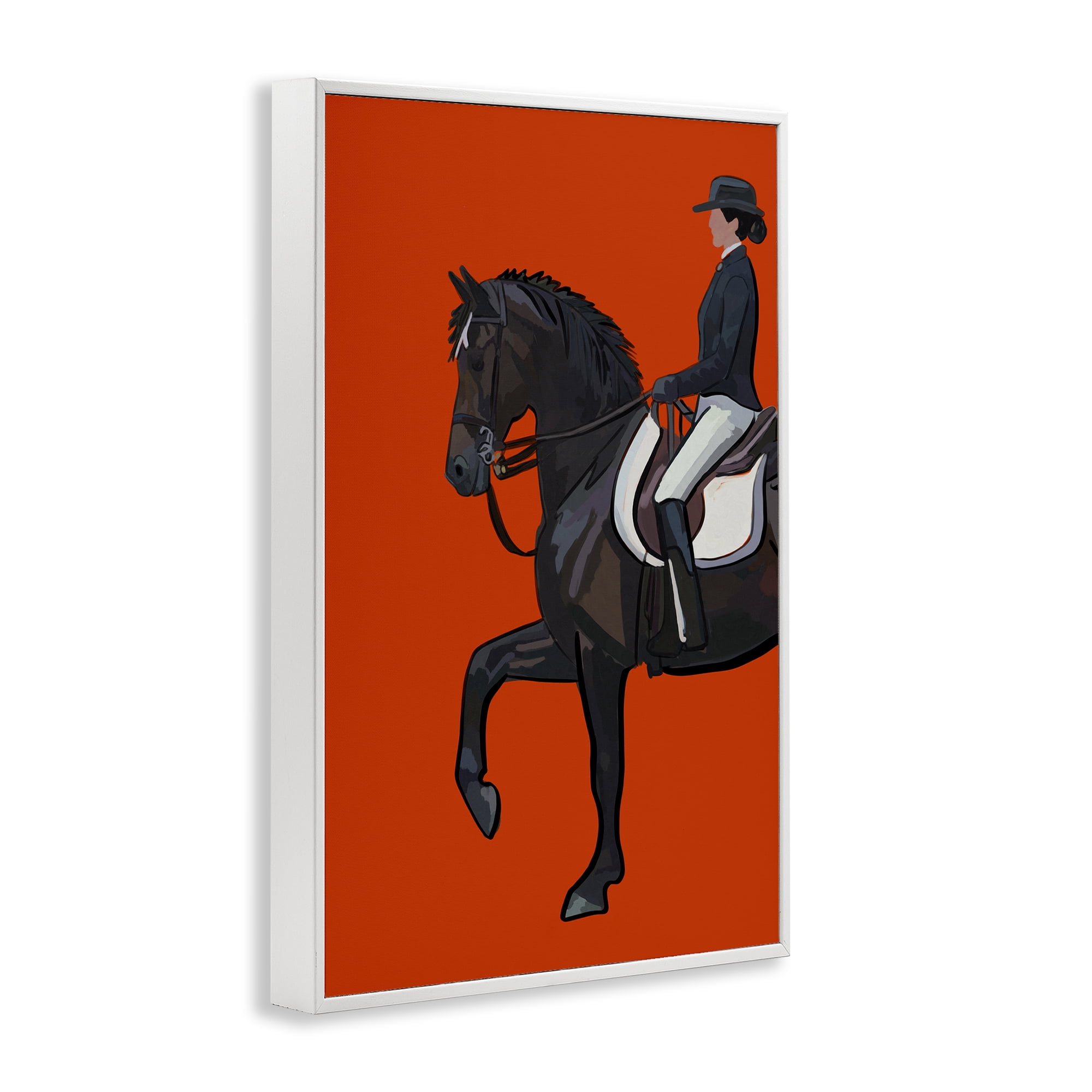 Stupell Industries Jockey & Horse on Orange Sports Painting White Framed Art Print Wall Art, 12 x 18