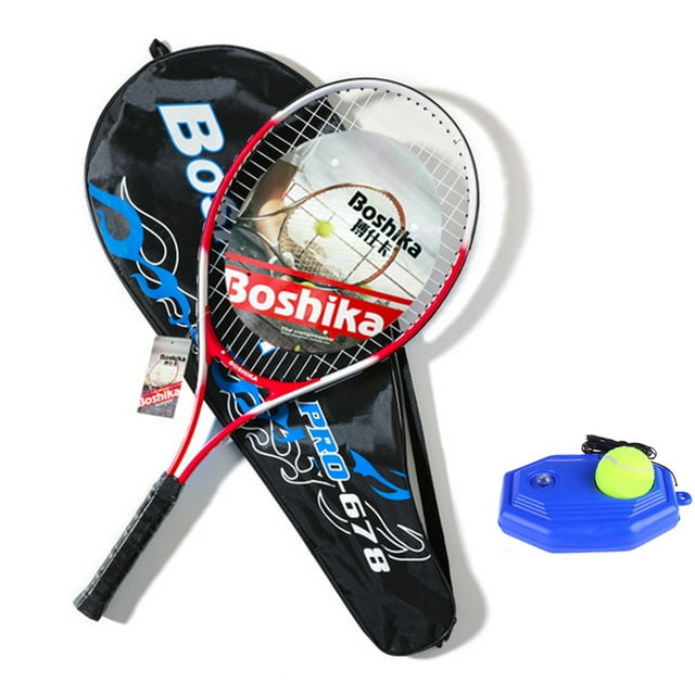 Graflsoa Lightweight Aluminum Tennis Racket Set with Nylon Strings, Training & Entertainment for Teens & Adults, Includes Ball, Base, Grip, and Carry Bag - Red