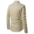 thumbnail image 1 of Mens Solid Color Stand-up Collar Long-sleeved Cotton And Linen Shirt, 1 of 9