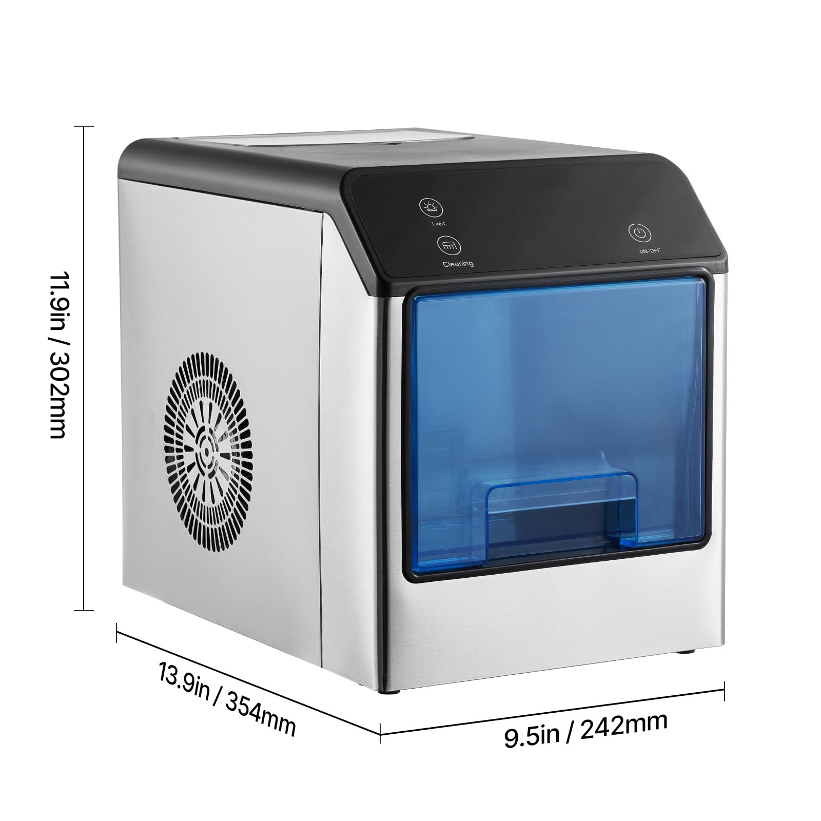 KFFKFF 33lbs/24H Countertop Ice Maker Nugget Ice Maker Self-Cleaning Portable Ice Maker with Ice Scoop & Drip Tray