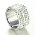 thumbnail image 4 of 12MM Six Rowes Cz Silver Gold Black Bands Women's Stainless Steel Ring Size 7-12, 4 of 8