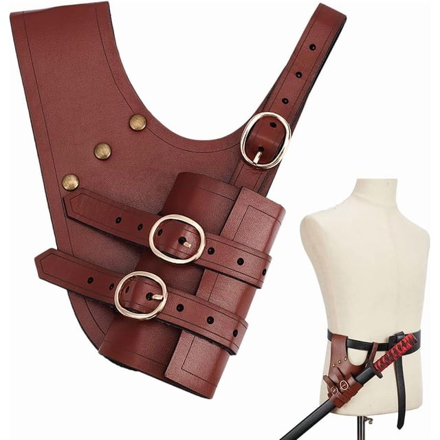 Funda de cuero de rana medieval para cinturón, para diestros, de PU.
