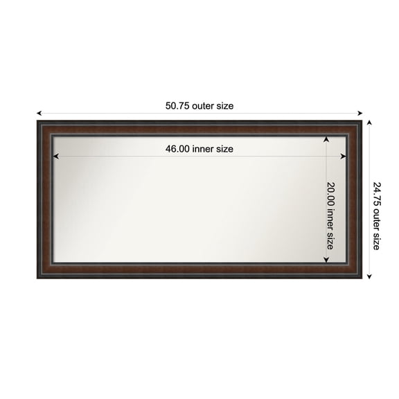 Amanti Art Custom Wall and Bathroom Mirror (24.75 x 50.75 in.), Cyprus Walnut Frame