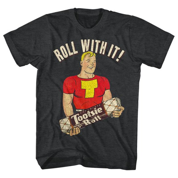 Tootsie Roll Letmerollit Noir Chiné T-Shirt pour Adulte Xlt