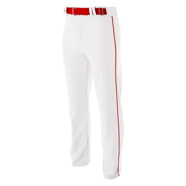 A4 Pro-Style Open Bottom Baseball Pant, NB6162, WHITE/ SCARLET, Large