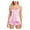 Pink, variant on Women's Blended Pajamas Intimates Women Sexy-Lingerie Sleepwear Satin Silk Babydoll Lace Up Nightwear Pajamas Set