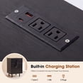 thumbnail image 4 of Farmhouse Nightstand with Built-in Charging Station Storage End Table Bedside Table Sliding Door for Bedroom Living Room, Black, 4 of 11