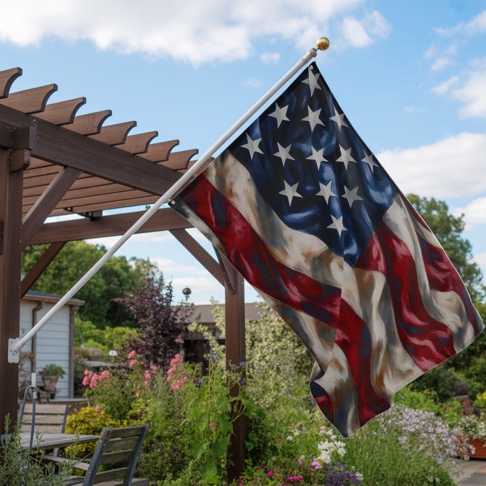 4th of July Flags for Outside 3x5 ft Patriotic American Flag Outdoor Flags Double Sided Grommets House Banner Vintage Ripples USA Flag Patio Yard Flag for Outdoor Party Porch Independence Day