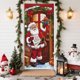 thumbnail image 5 of Cubierta Navideña para Puerta Yww250909006 | Decoración Navideña de Papá Noel (90 X 200 Cm) | Tejido de Poliéster y Licra | Fondo para Fiestas Navideñas | Mantel para Puerta de Entrada, 5 of 6