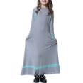 thumbnail image 5 of Girls Long Sleeve Crew Neck Dress, Solid Color Maxi Dress for Kids, Comfortable Everyday Casual Wear, Loose Fit Stretchy Dress for School and Play Grey M, 5 of 8
