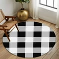 thumbnail image 2 of Round Rugs 5 Ft, Black White Checkered Non Slip Area Rugs for Kitchen Bedroom Entryway, Farmhouse Buffalo Plaid Washable Carpet Runner Rug Floor Mats for Bedroom Home Decor, 2 of 9