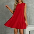 thumbnail image 2 of ZQUUVOU Women's Dress Summer Solid Color Round Neck Sleeveless A Line Mini Dress Red,XL, 2 of 7