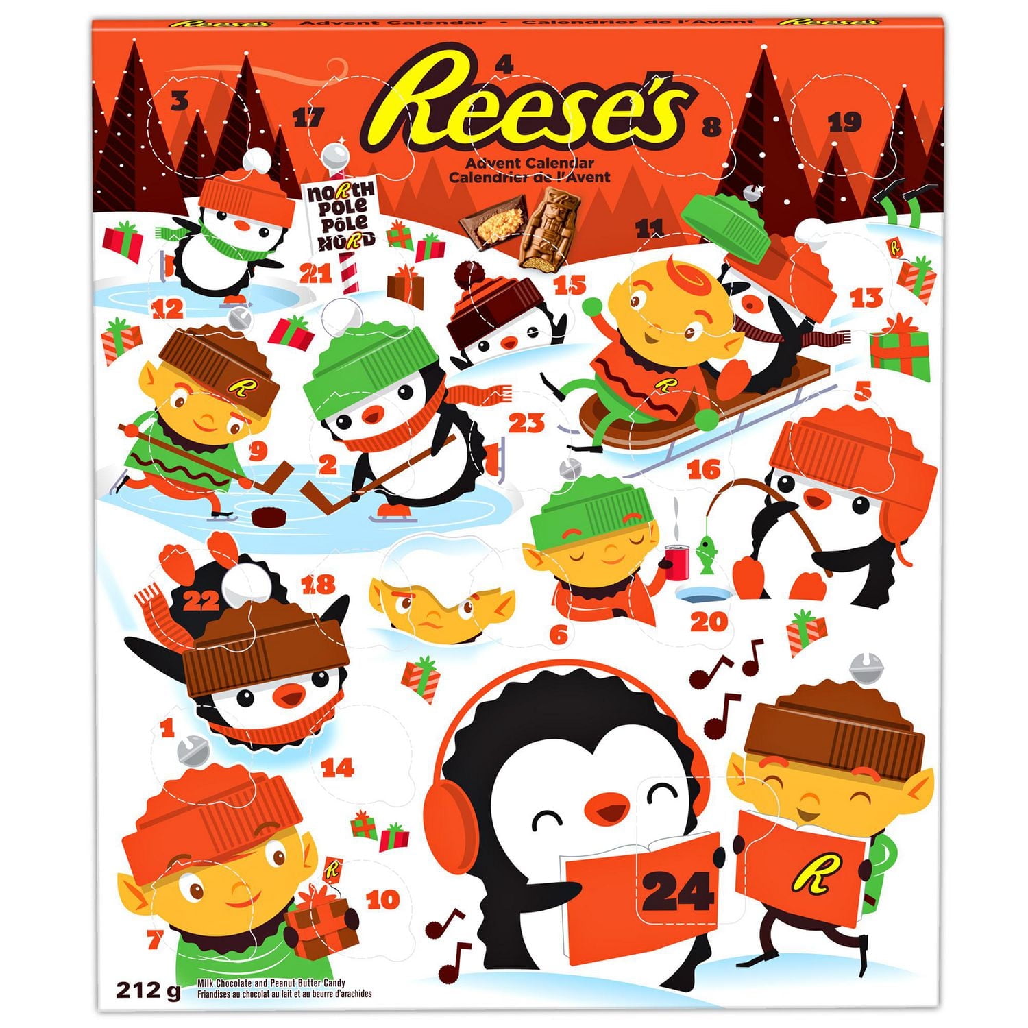 REESE'S Peanut Butter & Milk Chocolate Candy Advent Calendar Christmas Holiday, 212g