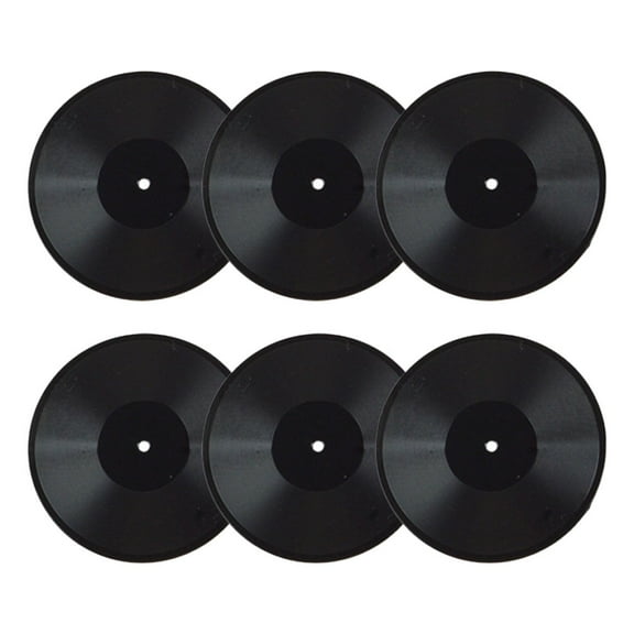 RENACLIPY Miniature Record Model Dollhouse Accessories Black 6Pcs