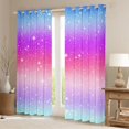 thumbnail image 2 of Homewish Psychedelic Stars Kitchen Curtains, Bllue Purple Pink Ombre Black Out Curtains Pack of 2 (42x63 Each), 2 of 5