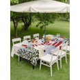 thumbnail image 3 of Outdoor Tablecloth with Umbrella Hole and Zipper, Beige Burlap Snowman Rectangle Table Cloth 52x70 Inch Waterproof Tablecloth, Christmas Tree Snowflake Winter Picnic Table Cover for Patio Camping, 3 of 7
