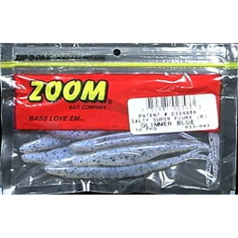 Zoom Super Fluke Freshwater Fishing Soft Bait, Glimmer Blue, 5 1/4