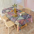 thumbnail image 6 of Blue Ethnic Triangle Pattern Rectangle Tablecloth 60"x102",Waterproof Polyester Rectangle Table Cloth, Wipeable Spillproof Polyester Tablecloth for Dining, Camping, Indoor and Outdoor, 6 of 6
