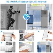 Portable Air Conditioners 14,000 BTU for Rooms Up To 700 Sq.Ft. Portable AC, Dehumidifier, 24H Timer, Sleep Mode & Water level indication, Remote Control & Window Kit, White & Grey