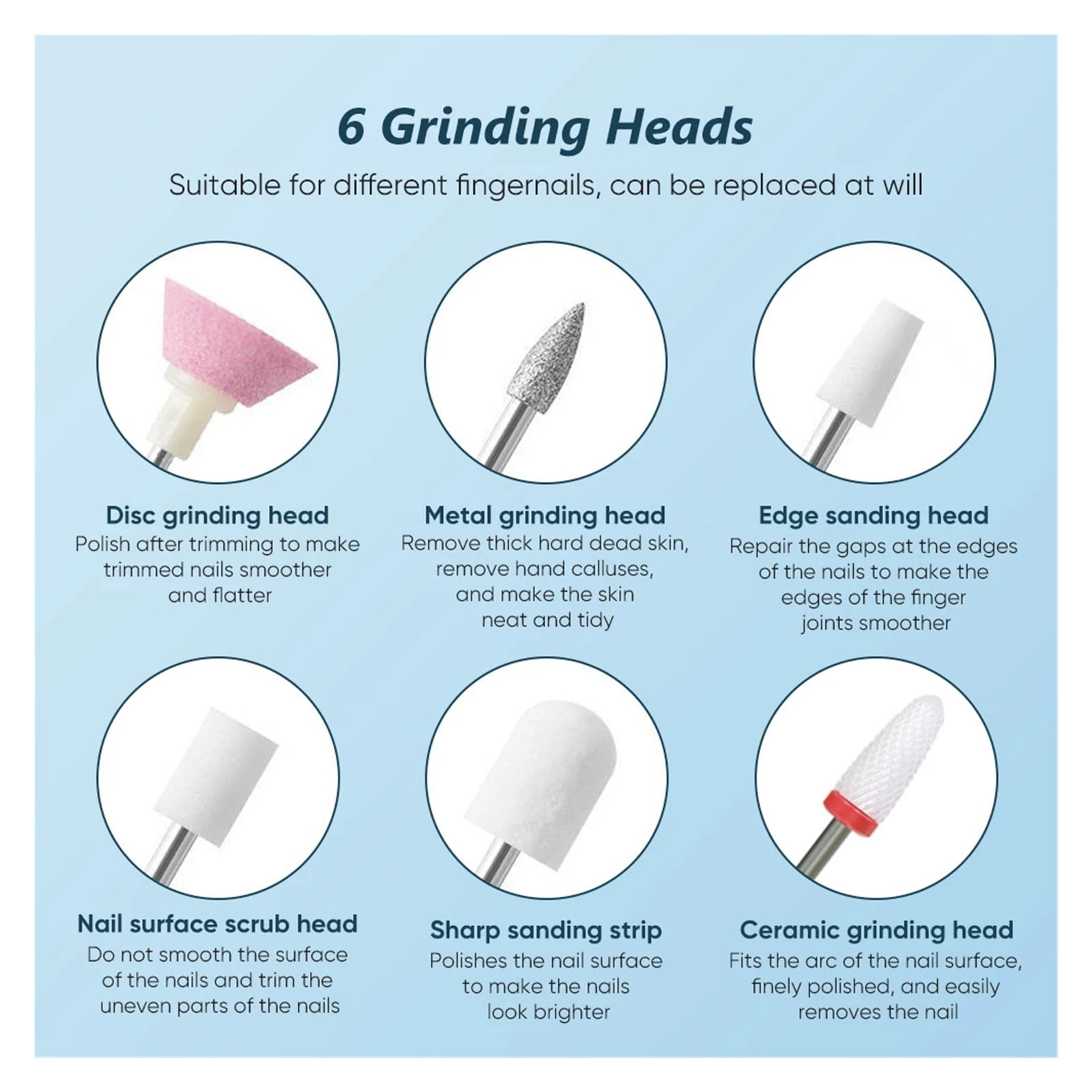 Electric Nail Polisher Drill Bits Professional Nails Grinding Polishing Dead Skin Removal Art Sanding File Pen Manicure Machine