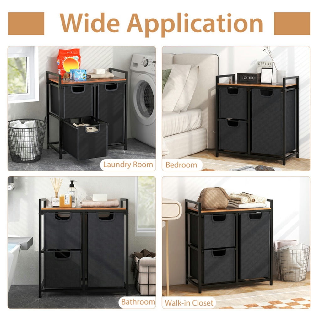 Finihen Laundry Hamper, Laundry Basket, Laundry Basket Organizer Dirty Clothes Hamper with Shelf and 3 Removable Bags, for Bathroom, Laundry Room, Rustic Brown Finihen Laundry Hamper, Laundry Basket, Laundry Basket Organizer Dirty Clothes Hamper with Shelf and 3 Removable Bags, for Bathroom, Laundry Room, Rustic Brown