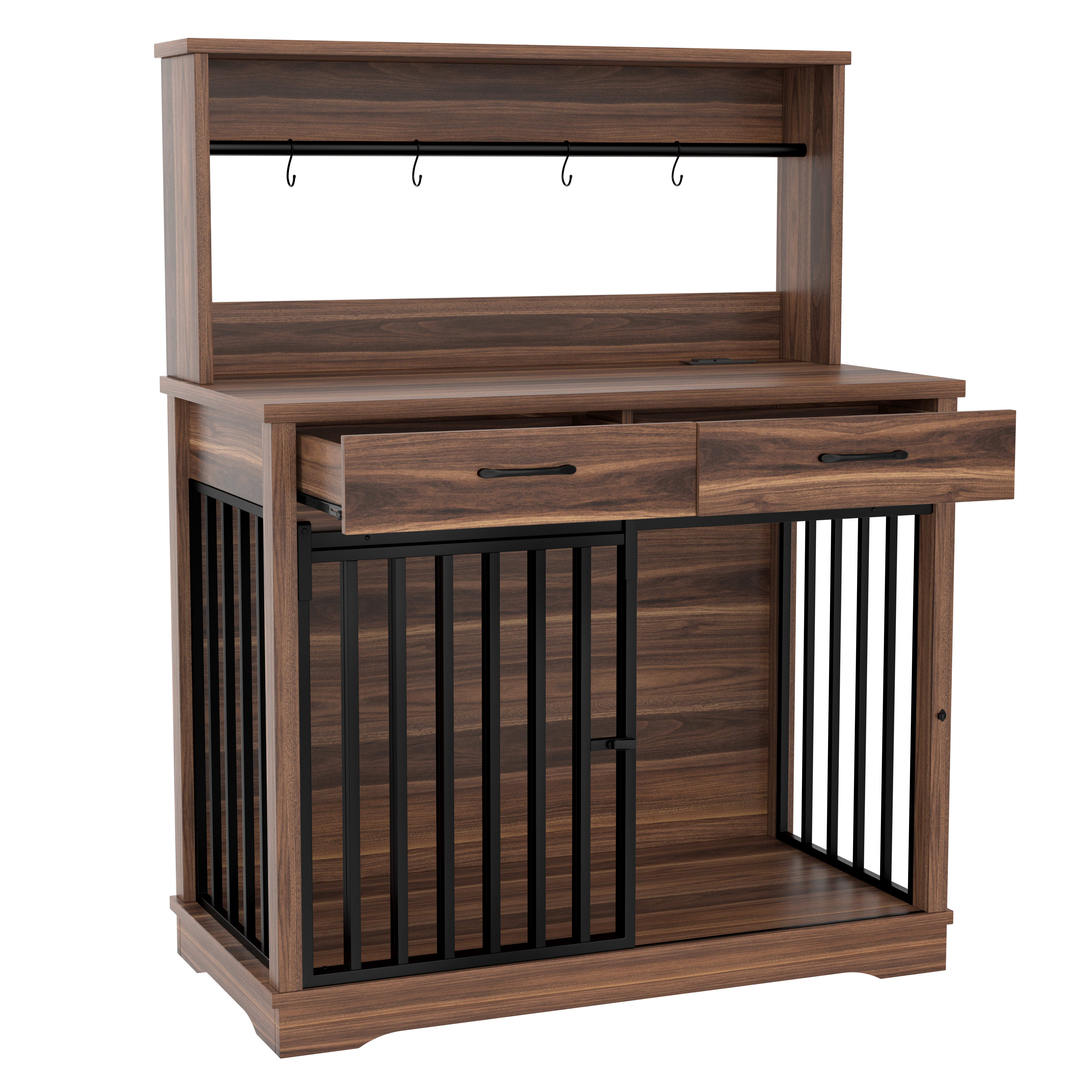 Aukfa Heavy Duty Dog Crate Furniture,38" Chew-Resistant Dog Kennel End Table for Medium Dogs, Brown