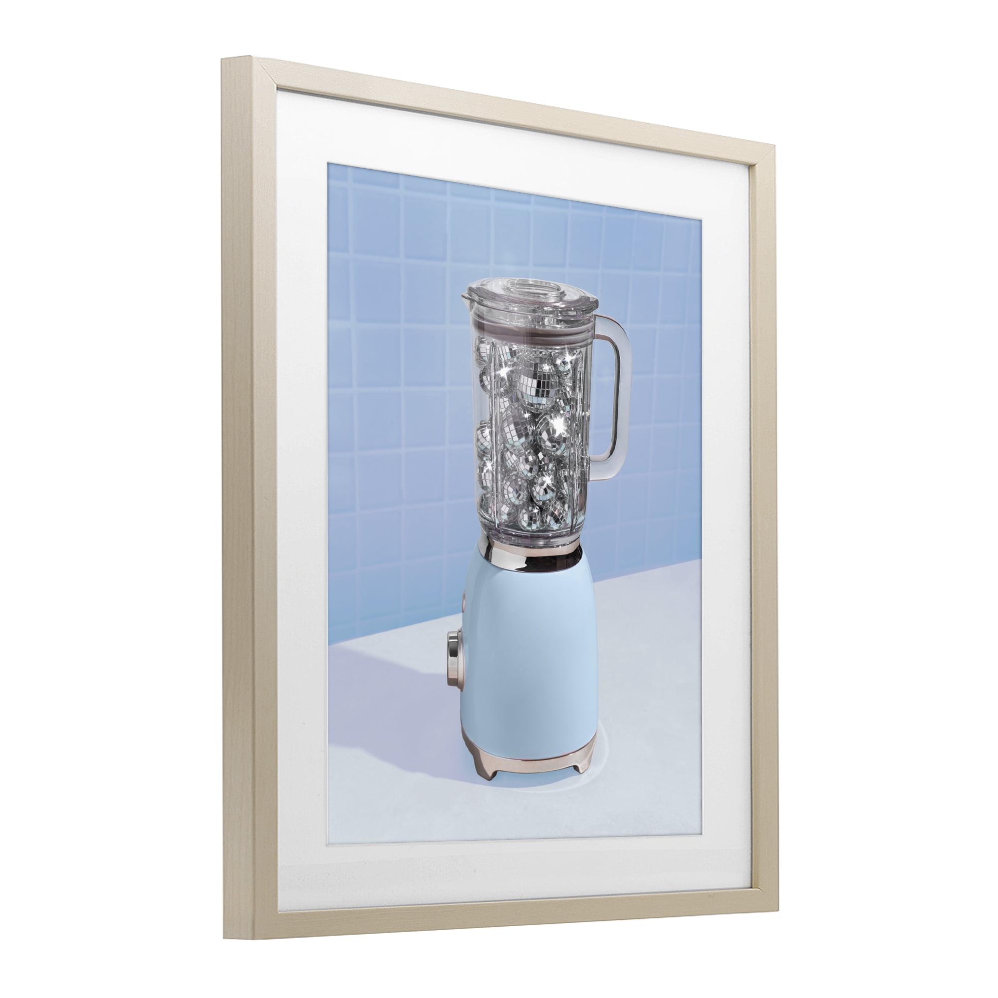 Stupell Industries Disco Drink Mixer over Blue Birch Framed Print Under Glass, design by LISH Creative