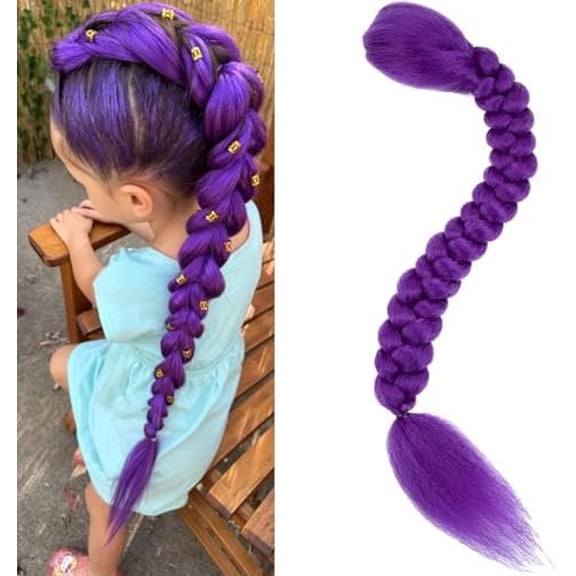 26inch Long Braid Hair Ponytail Easy Clip In Ponytail Hair | Easy to Clip in , Pre-Braided, Long-lasting Style,Synthetic Hair Extensions for Halloween Costume