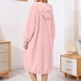 thumbnail image 5 of Kaemgyyd Womens Hooded Fleece Robe Knee Length Pullover Plush Bathrobe Cute Bow Front Baggy Loungewear（Pink,One Size）, 5 of 5