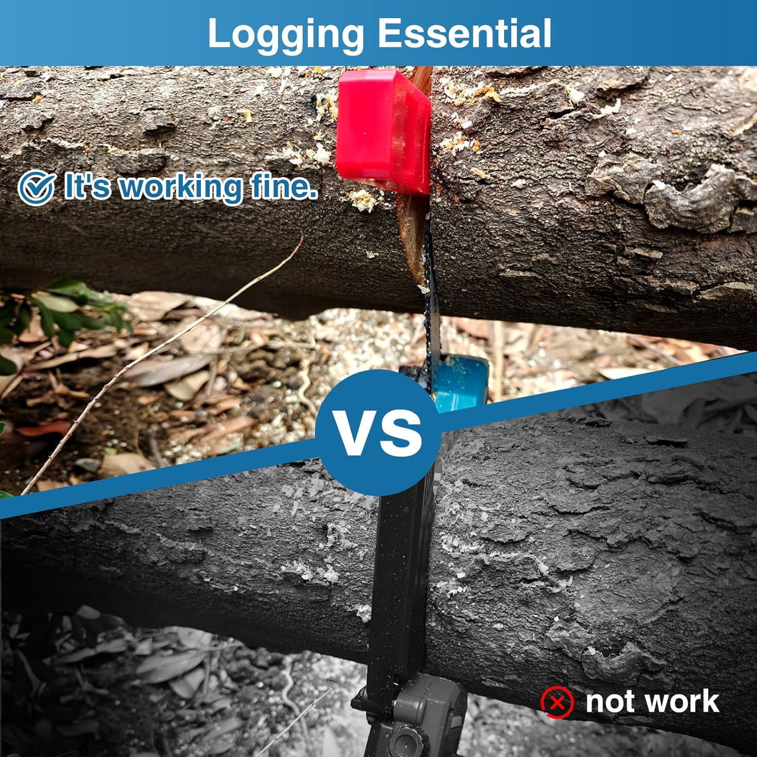 Cordless Chainsaw, Electric Chain Saw with 2 Pack 4000mAh Batteries, Battery Chainsaw with Logging Wedge Electric Saw for Cutting, Trimming, Gardening, Camping(3 chains & 2 chain plates)